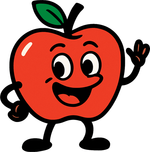 manzana animada.
In-Game asset.  2d.  High contrast.  No shadows
