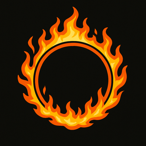 Cerceau enflammé.
In-Game asset.  2d.  High contrast.  No shadows