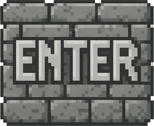 SVG made of grey stone bricks that says ‘Enter’. Retro pixel art.
In-Game asset.  2d.  High contrast.  No shadows