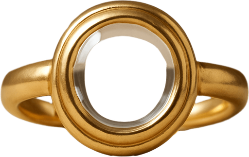 Golden ring with transparent middle. Front view