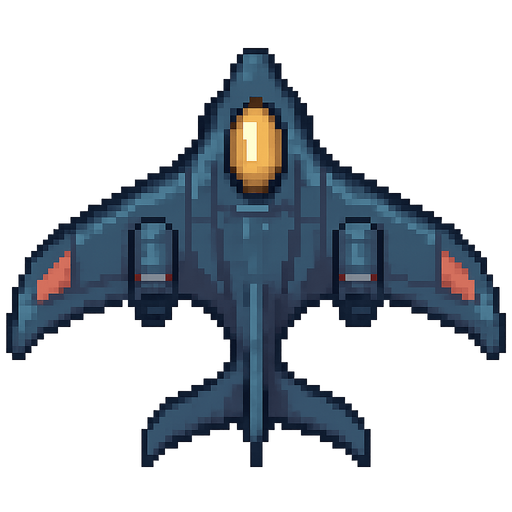 top down 32 bit image manta ray air warplane.
In-Game asset.  2d.  High contrast.  No shadows
