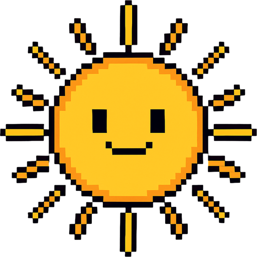 sol pixelart.
In-Game asset.  2d.  High contrast.  No shadows