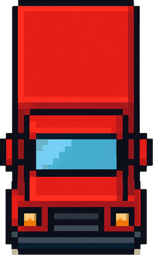 Pixel art kamyon kuş bakışı.
In-Game asset.  2d.  High contrast.  No shadows