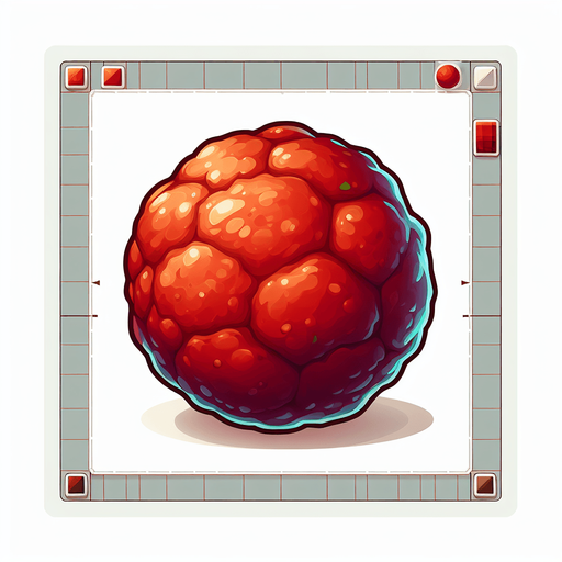 A meat ball.
Single Game Texture. In-Game asset. 2d. Blank background. High contrast. No shadows.
