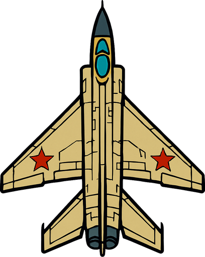 A Su-15 Flagon heavy Interceptor aircraft..
In-Game asset.  2d.  High contrast.  No shadows. Top down view