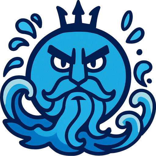 make a blue circle who is also a water god.
In-Game asset.  2d.  High contrast.  No shadows