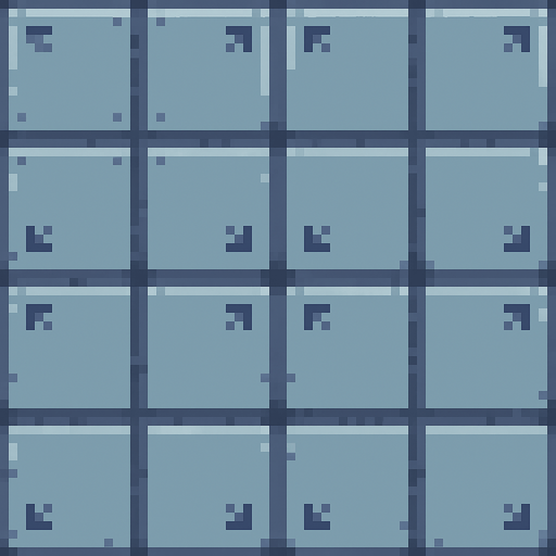 Pixel art steel tile floor, light blue grey, repeating.
In-Game asset.  2d.  High contrast.  No shadows