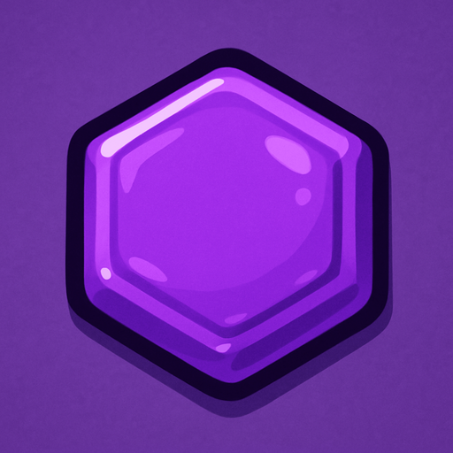 Edible hexagonal single purple candy.
In-Game asset.  2d.  High contrast.  No shadows