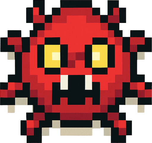Un enemigo pequeño visto desde arriba, pixel cartoon..
In-Game asset.  2d.  High contrast.  No shadows no backgound