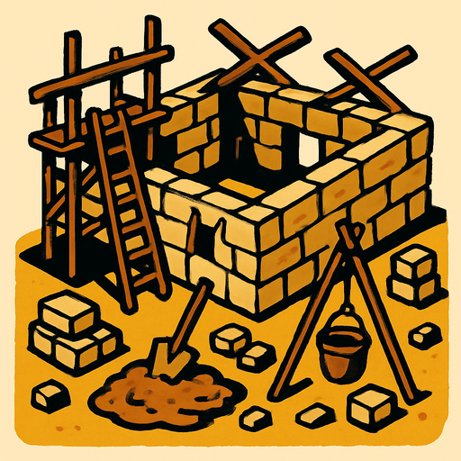 İnşaat eski çağ.
In-Game asset.  2d.  High contrast.  No shadows