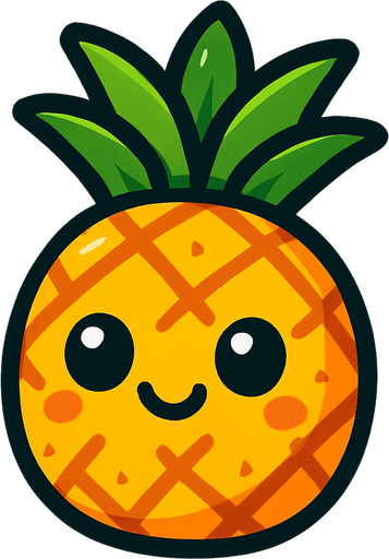 Pineapple with cute face.
In-Game asset.  2d.  High contrast.  No shadows