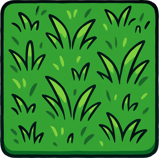 square grass tile on top viewing.
In-Game asset.  2d.  High contrast.  No shadows