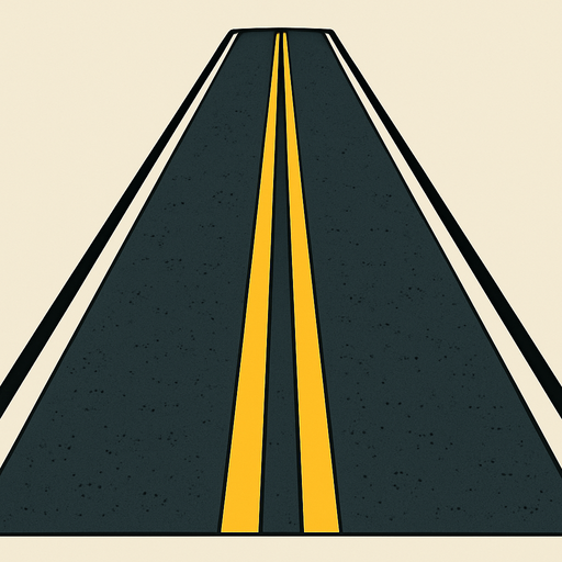 road çif şeritli düz yol.
In-Game asset.  2d.  High contrast.  No shadows