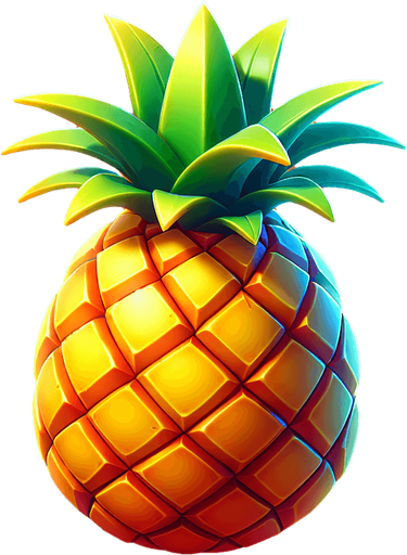 fruit pine apple.
Single Game Texture.  In-Game asset.  2d.  Blank background.  High contrast.  No shadows