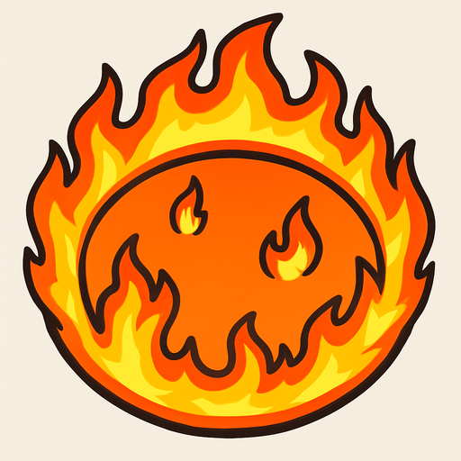 A 2D circular burning effect in Survivor.io style made by HABBY PTE. LTD. (not only the surroundings but also the inside burns)
In-Game asset.  2d.  High contrast.  No shadows