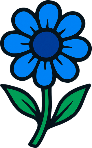 Blue flower with stem.
In-Game asset.  2d.  High contrast.  No shadows
