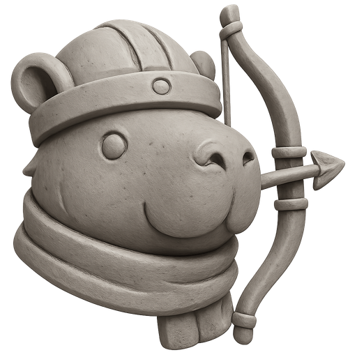 Recrealo en una escultura. Utiliza un estilo cartoon. Usas colores grises. Recuerda que es un capibara usas sus rasgos y formas. Damelo sin fondo