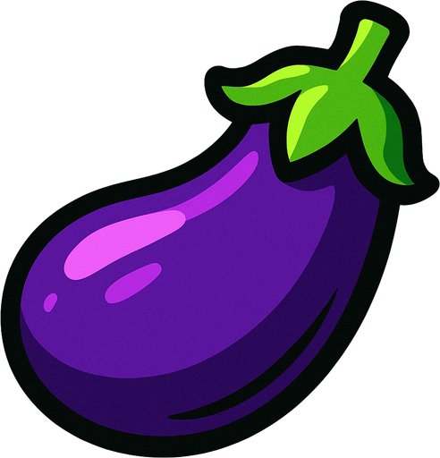 eggplant,purple.
In-Game asset.  2d.  High contrast.  No shadows