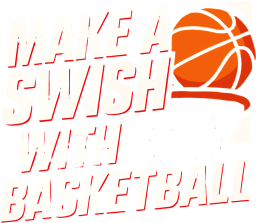 A title banner that says Make a swish with basketball in a ESPN Sports style artwork 
In-Game asset.  2d.  High contrast.  No shadows