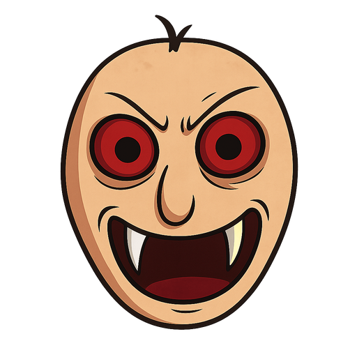 scary baldi face. No background. Transparent background. Blank background. No shadows. 2d. In-Game asset. flat