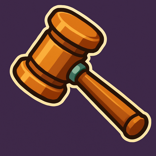 gavel.
In-Game asset.  2d.  High contrast.  No shadows