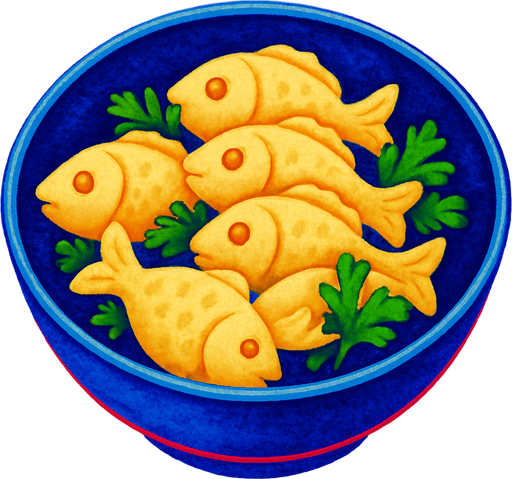 A bowl of fish dumplings.