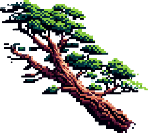 pixelart. A redwood tree branch ..
Single Game Texture. In-Game asset. 2d. Blank background. High contrast. No shadows.