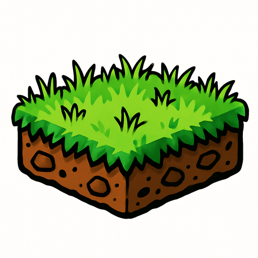 Suelo con tierra y cesped.
In-Game asset.  2d.  High contrast.  No shadows