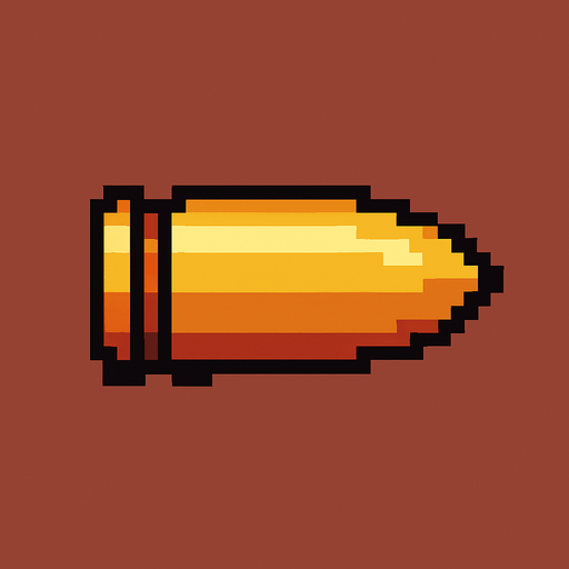 Bala, pixelart.
In-Game asset.  2d.  High contrast.  No shadows