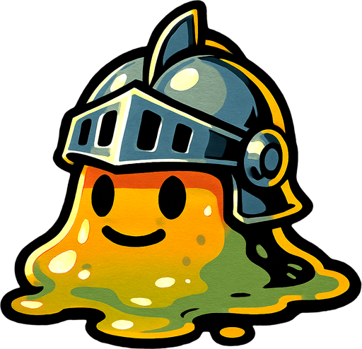 slime but have metalic helmet.
In-Game asset.  2d.  High contrast.  No shadows