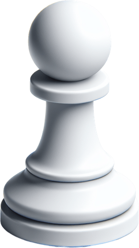 White pawn.
Single Game Texture.  In-Game asset.  2d.  Blank background.  High contrast.  No shadows