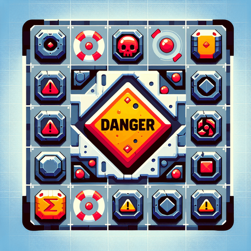 Danger.
Single Game Texture.  In-Game asset.  2d.  Blank background.  High contrast.  No shadows