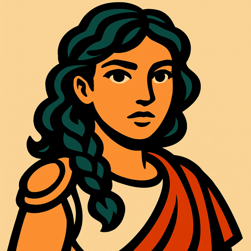 The woman's face is turned towards us.
In-Game asset.  2d.  High contrast.  No shadows