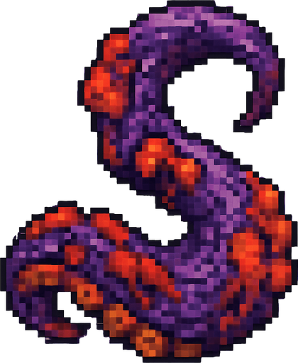 2d pixel art high quality enfected mutant purple and red tentacle.
In-Game asset.  2d.  High contrast.  No shadows