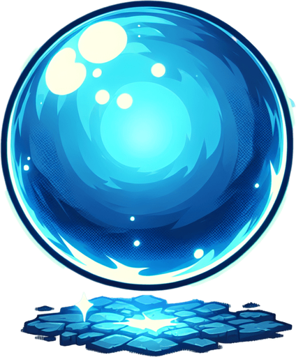 A glowing blue comic energy orb.
Single Game Texture. In-Game asset. 2d. Blank background. High contrast. No shadows.
