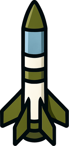 A surface-to-air (SAM) missile..
In-Game asset.  2d.  High contrast.  No shadows