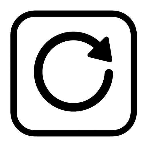 white restart button but no have text.
In-Game asset.  2d.  High contrast.  No shadows