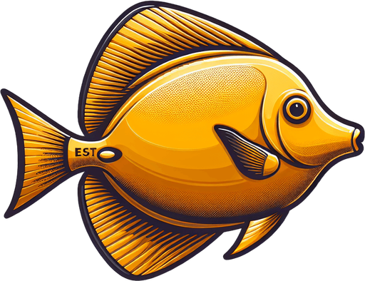 a tang fish.
Single Game Texture. In-Game asset. 2d. Blank background. High contrast. No shadows.
