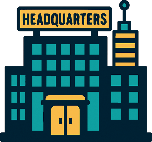 Headquarters.
In-Game asset.  2d.  High contrast.  No shadows