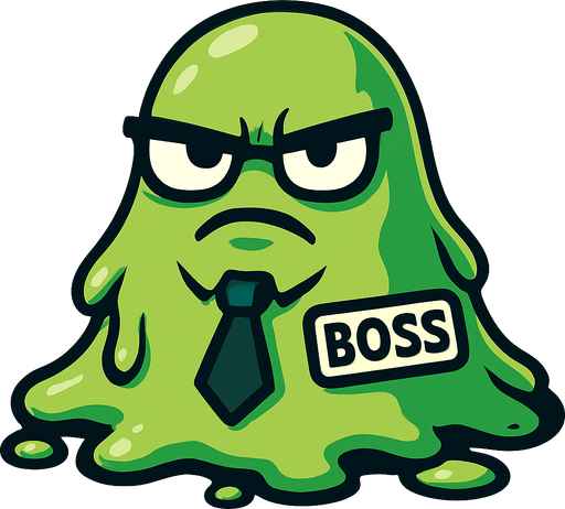 a slime boss enemy very strict.
In-Game asset.  2d.  High contrast.  No shadows