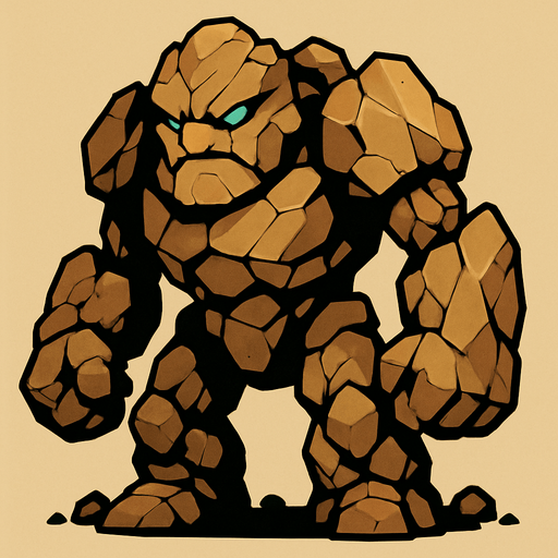 make creature image for rock elemental name is boulder but dont write name on image.
In-Game asset.  2d.  High contrast.  No shadows