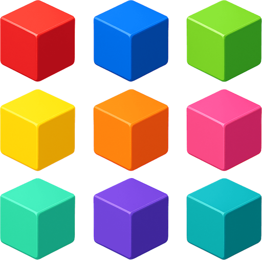 Pack of different 3D cube, Different colors, HD colors..
In-Game asset.  High contrast.  No shadows. 3D