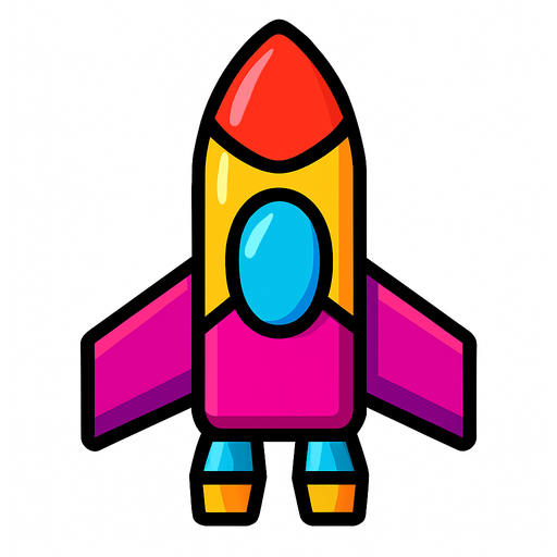 colorful ship bullet facing up.
In-Game asset.  2d.  High contrast.  No shadows