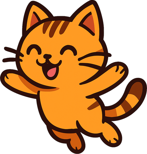 havada atlayan tatlı bir kedi çiz.
In-Game asset.  2d.  High contrast.  No shadows