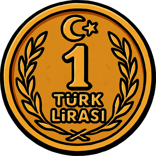 1 Tük lirası.
In-Game asset.  2d.  High contrast.  No shadows