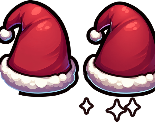 a simple dark red cartoon christmas hat
Single Game Texture. In-Game asset. 2d. Blank background. High contrast. No shadows. No text.