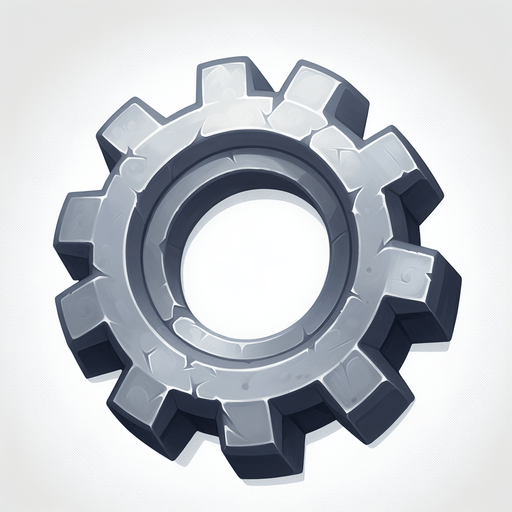 стальная шестерня в стиле hand-paint.
Single Game Texture.  In-Game asset.  2d.  Blank background.  High contrast.  No shadows