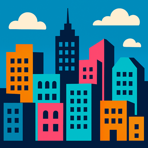 Make the city background.
In-Game asset.  2d.  High contrast.  No shadows