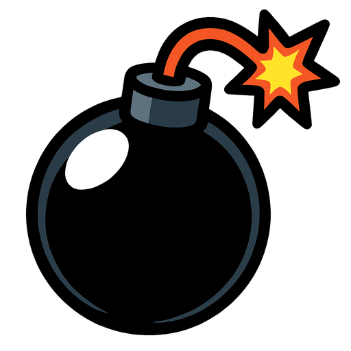 2D golgesiz bir bomba.
In-Game asset.  2d.  High contrast.  No shadows