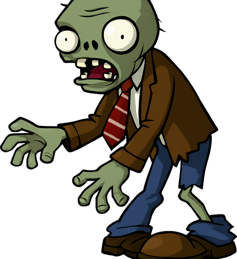 zombie de plants vs zombies.
In-Game asset.  2d.  High contrast.  No shadows